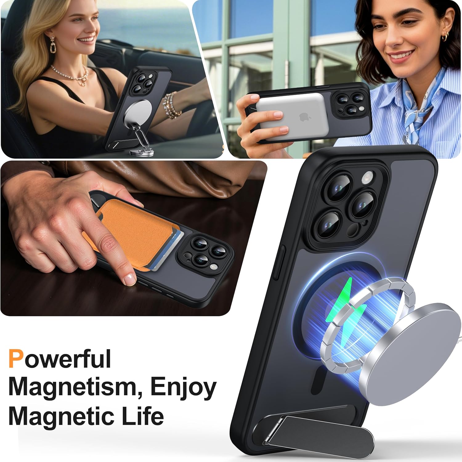 غلاف آيفون Magnetick حماية كاملة | متوافق مع MagShell | شفاف ومضاد للصدمات | مناسب لآيفون 15 برو ماكس