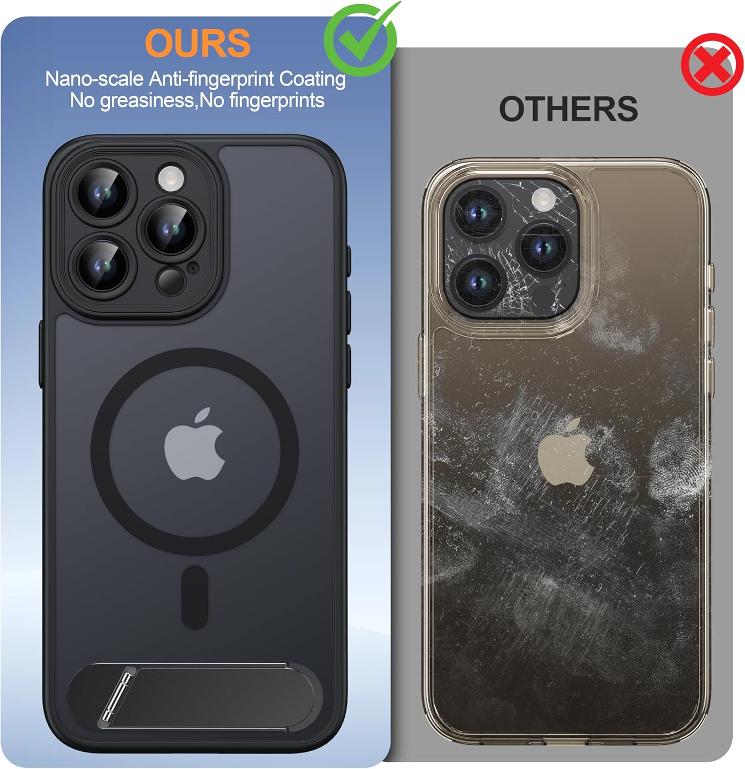 غلاف آيفون Magnetick حماية كاملة | متوافق مع MagShell | شفاف ومضاد للصدمات | مناسب لآيفون 15 برو ماكس