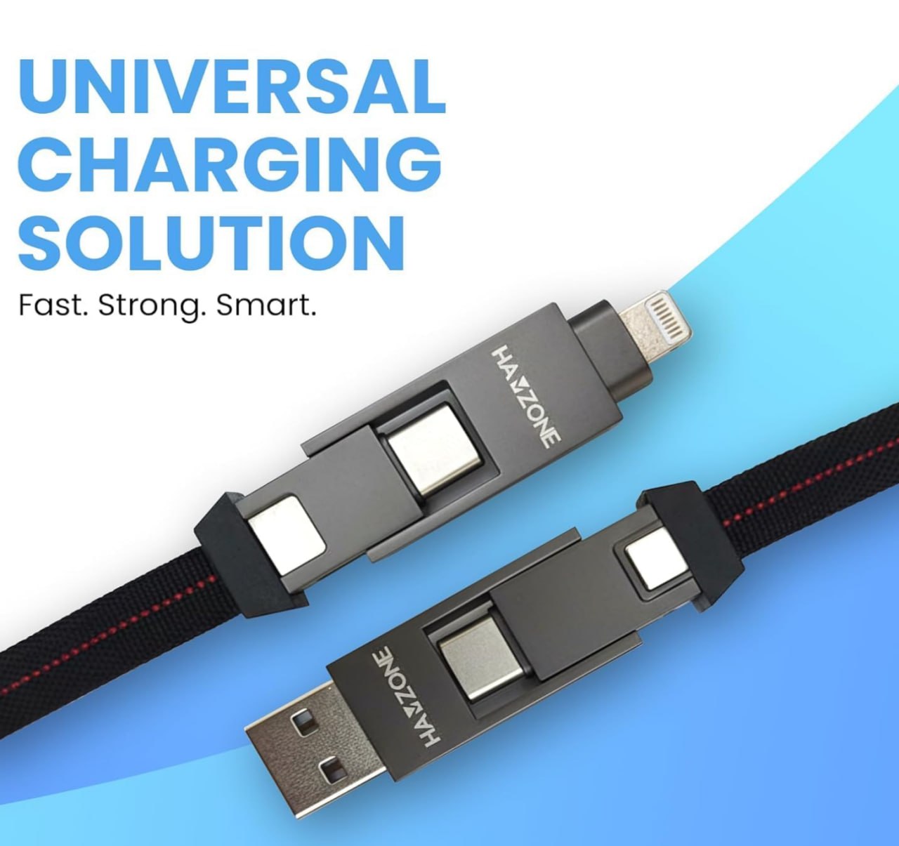 كابل شحن سريع 4 في 1 بقوة 65 واط، يدعم أجهزة آيفون ومنفذ Type-C